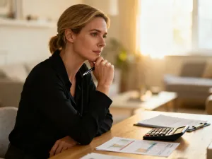Profesjonalista analizujący wykresy finansowe na tablecie przy biurku w nowoczesnym biurze.